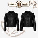 [Llevá 2 Pagá 1] Campera Femenina Luara de Cuero Legítimo con Bolsillos Laterales (¡Textura suave y diseño retro!)