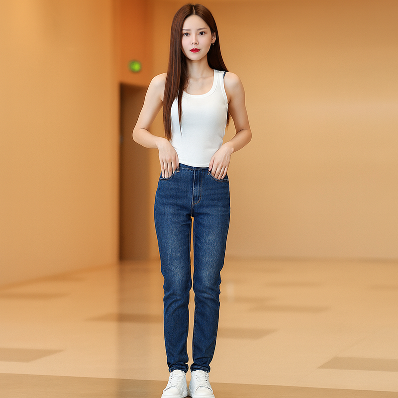 Llevá 3 Pagá 2] Jean Femenino Antolena Skinny de Tiro Alto y Caída a Medida (¡Corte moderno y delicado!)