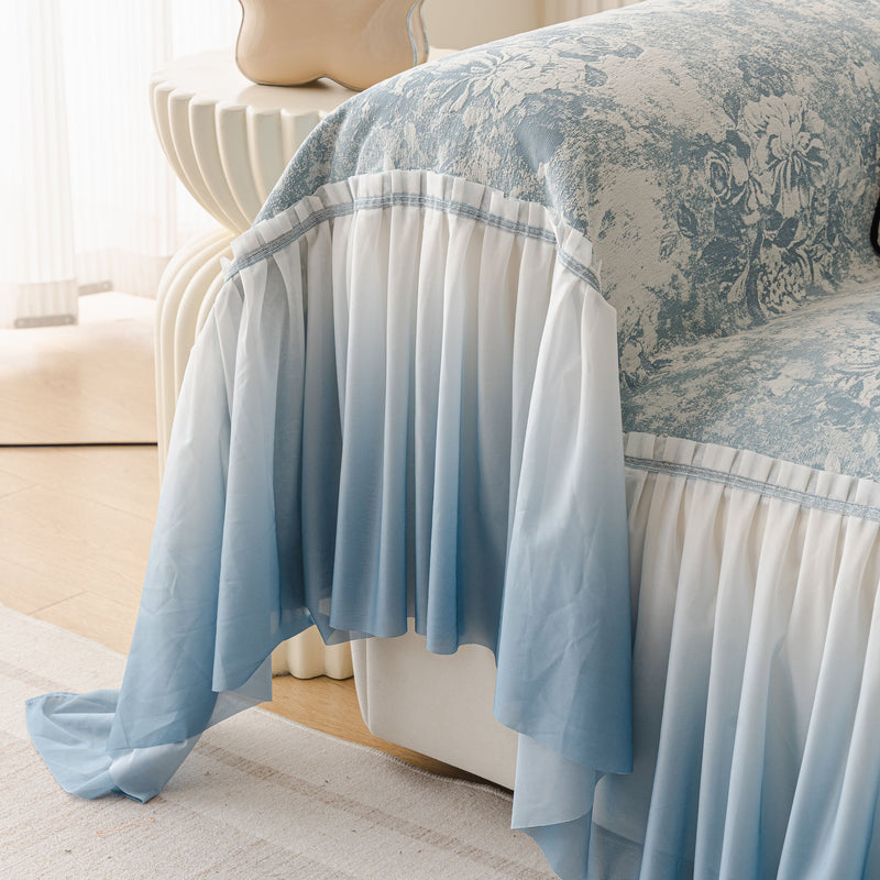 [Llevá 2 Pagá 1] Funda para Sofá Vera de Algodón y Viscosa con Estampa Elegante y Faldones Laterales +REGALO: 2 Almohadas