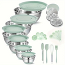 Conjunto de 6 Recipientes de Acero Inoxidable con Tapas de Silicona Multifuncionales + REGALO: Kit de Utensilios de Cocina