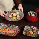 Juego de Comedor Completo de 14 Piezas en Cerámica con Estampa Elegante y Diseño Atemporal