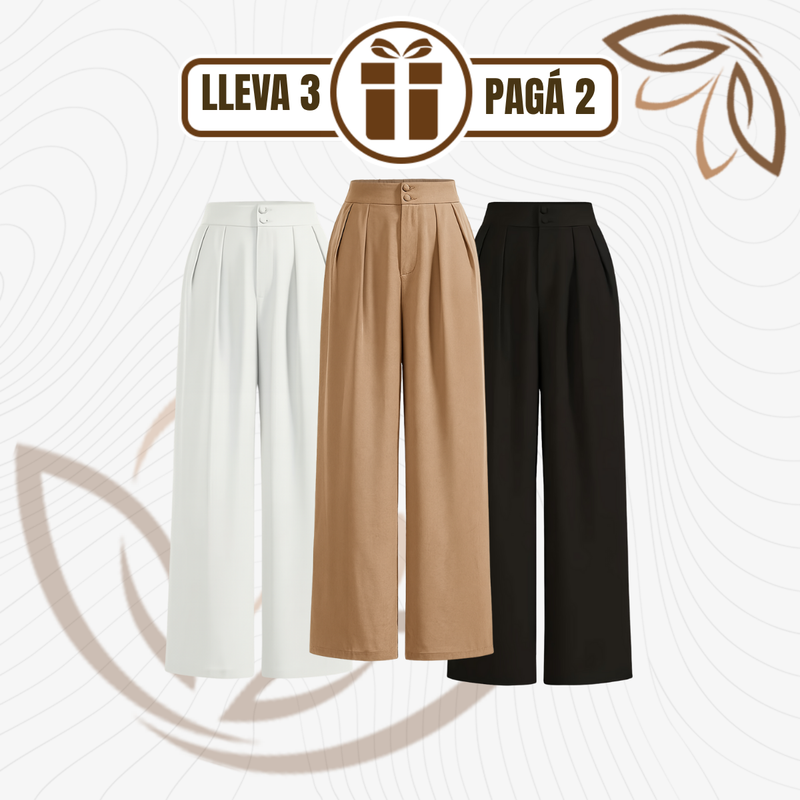 [Llevá 3 Pagá 2] Pantalón Femenino en Seda Hielo y Poliéster Selina Confort y Elasticidad Premium