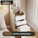 [Llevá 2 Pagá 1] Organizador Multifuncional de 2 Niveles con Espejo LED y Banquito Baúl