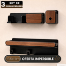 Set de 3 Organizadores de Baño de Madera y Acero Inoxidable con Divisiones Inteligentes