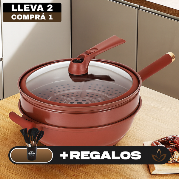[Llevá 2 Pagá 1] Frigideira Multifuncional en Cerámica y a Prueba de Explosiones +REGALO: Kit de Utensilios